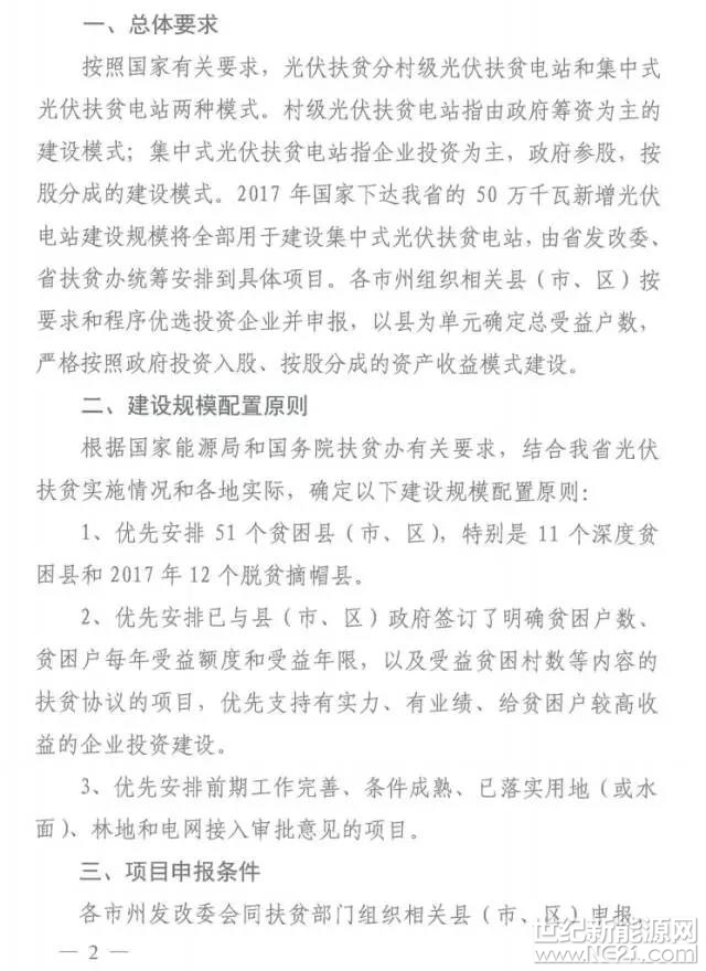 湖南省開展2017年500MW集中式光伏扶貧項目申報工作