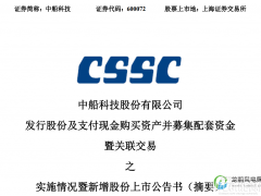 中船科技重大資產(chǎn)重組工作即將完成